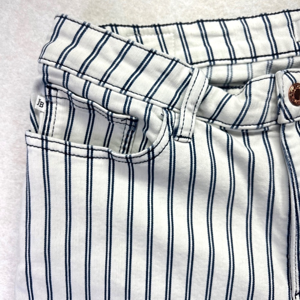 Judy Blue Super Flare Jeans Womens 15/32 White Navy Striped High Rise Western - Picture 4 of 16